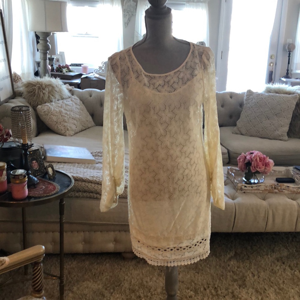 Laundry ivory lace dress w slip